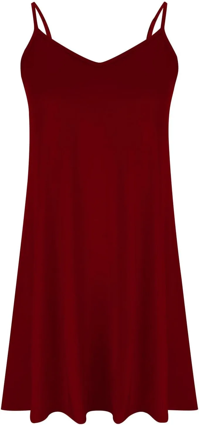 Women Sleeveless Spaghetti Strap Loose Fit Dresses for Women V Neck Plain Midi Knee High Summer Fall Dresses 2025