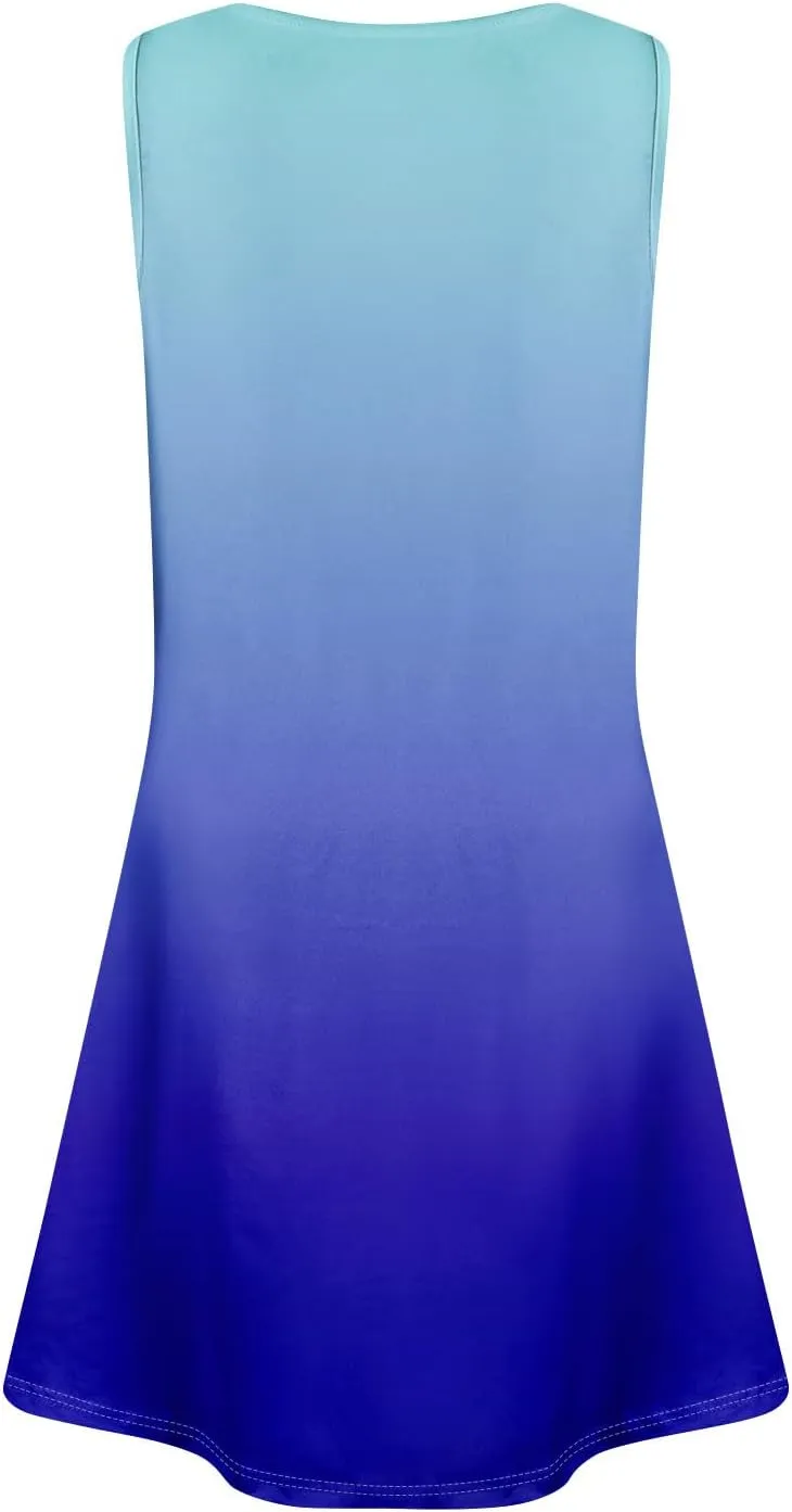 Women Summer Sundress Tank Dresses Spring Boho Dress Cover Up Sleeveless Floral Graphic Swing Vest Dressy with Pocket