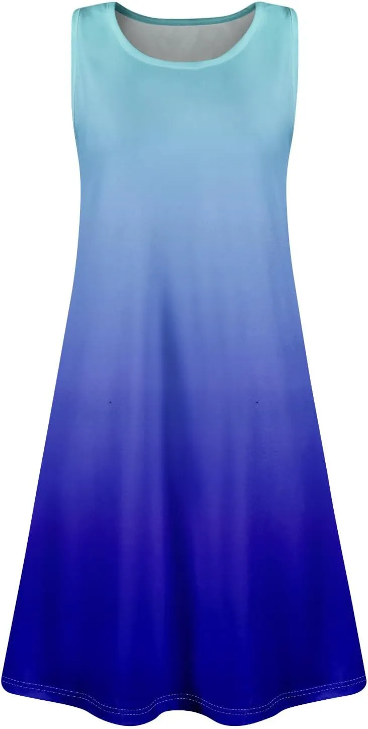 Women Summer Sundress Tank Dresses Spring Boho Dress Cover Up Sleeveless Floral Graphic Swing Vest Dressy with Pocket