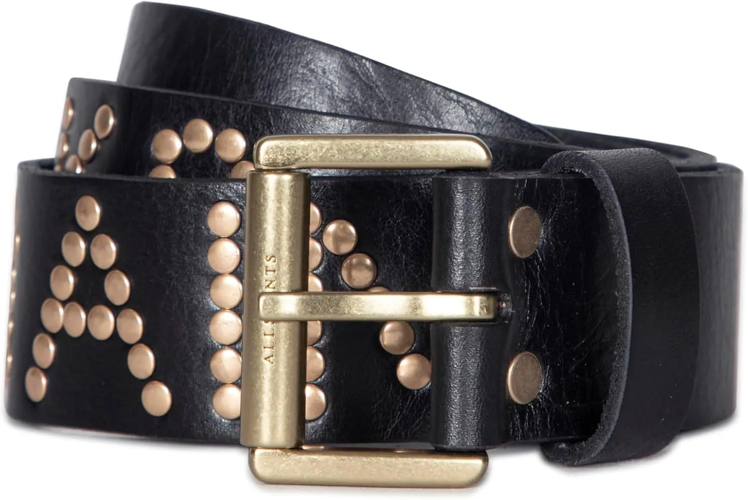 Women's 1.5 Inch Rocks Studded Leather Belt, Roller Buckle, Adjustable Sizing, Oxford, M
