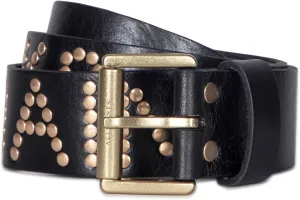 Women's 1.5 Inch Rocks Studded Leather Belt, Roller Buckle, Adjustable Sizing, Oxford, S