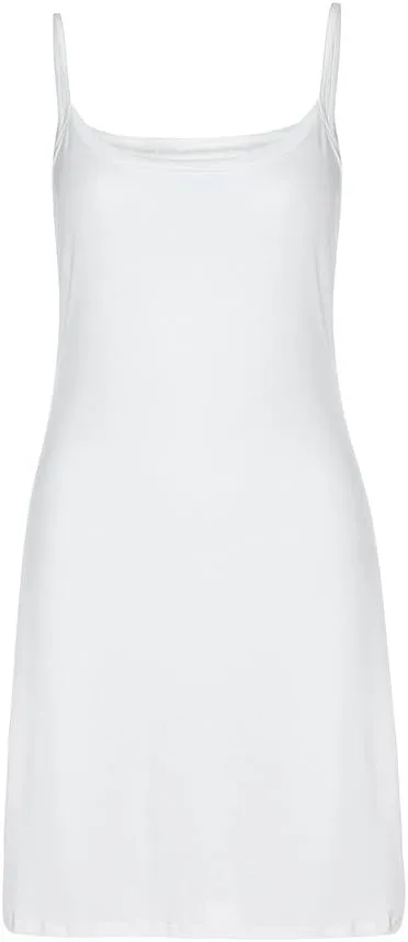 Women's Basic Adjustable Spaghetti Strap Cami Slip Mini Dress V Neck Undergarment Nightwear