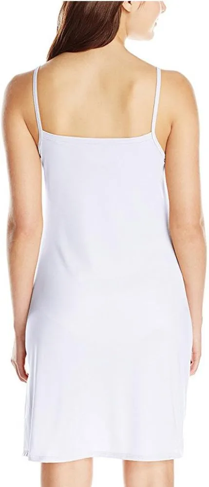 Women's Basic Adjustable Spaghetti Strap Cami Slip Mini Dress V Neck Undergarment Nightwear