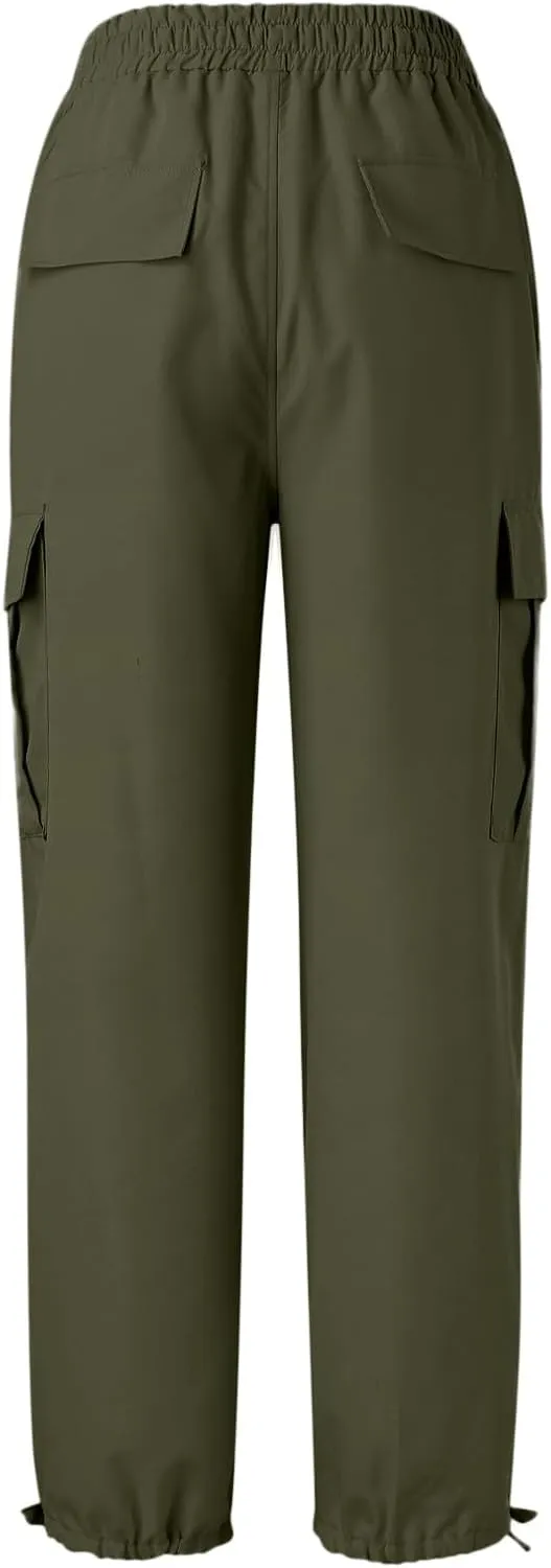 Women's Cargo Pants High-Waisted Wide-Leg Pants Straight-Leg Loose Pants Casual Trousers Elastic Streetwear Wide Leg