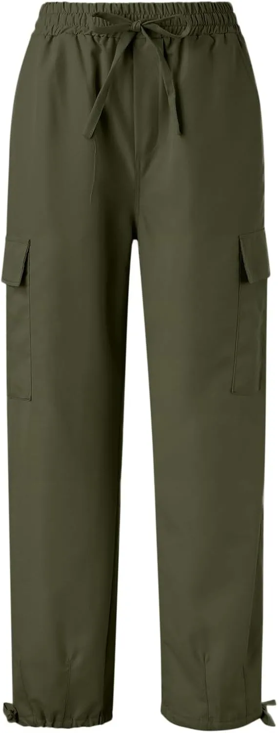 Women's Cargo Pants High-Waisted Wide-Leg Pants Straight-Leg Loose Pants Casual Trousers Elastic Streetwear Wide Leg