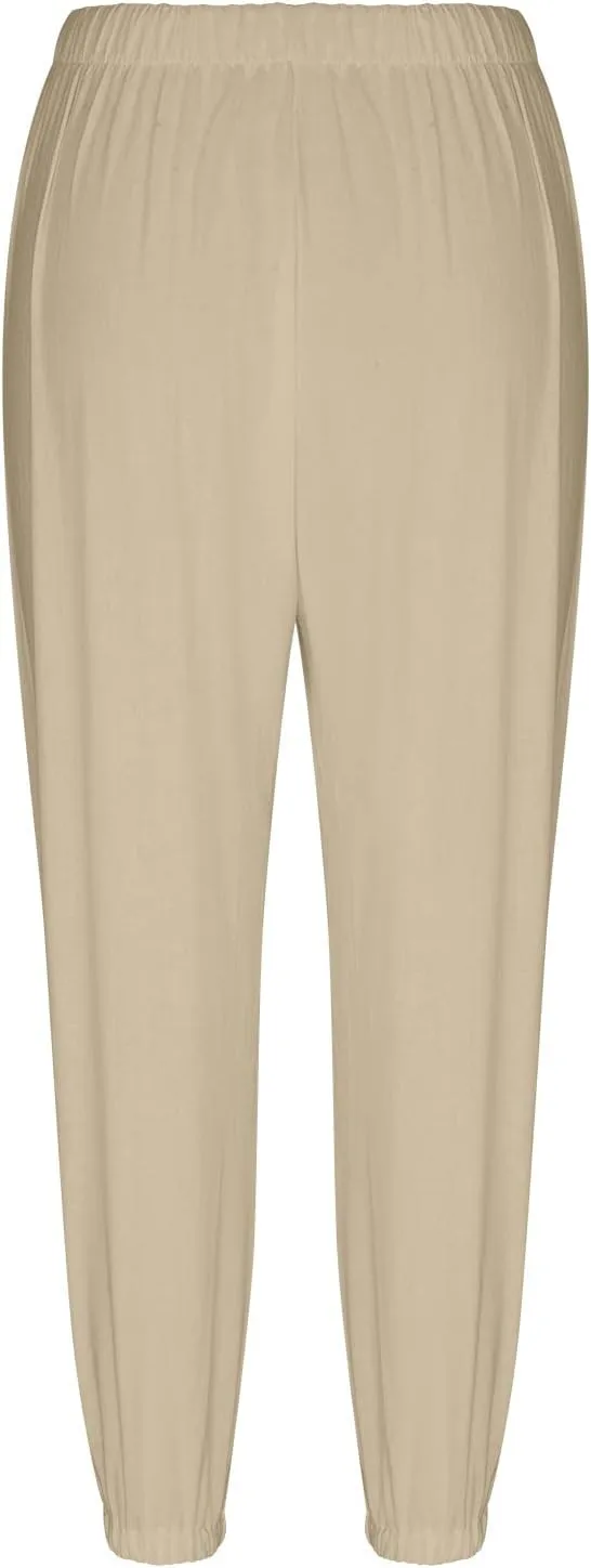 Women's Casual Pants & Capris Linen Pants Women Lounge Elastic Waist Pants Cute Wide Leg Trousers Summer Pants
