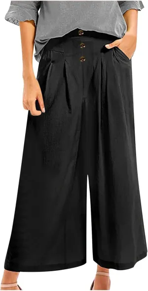 Women's Cotton Casual Linen Pants Loose Wide Leg Pants Loose Lightweight Beach Trousers 2025 Beach Summer Clothes