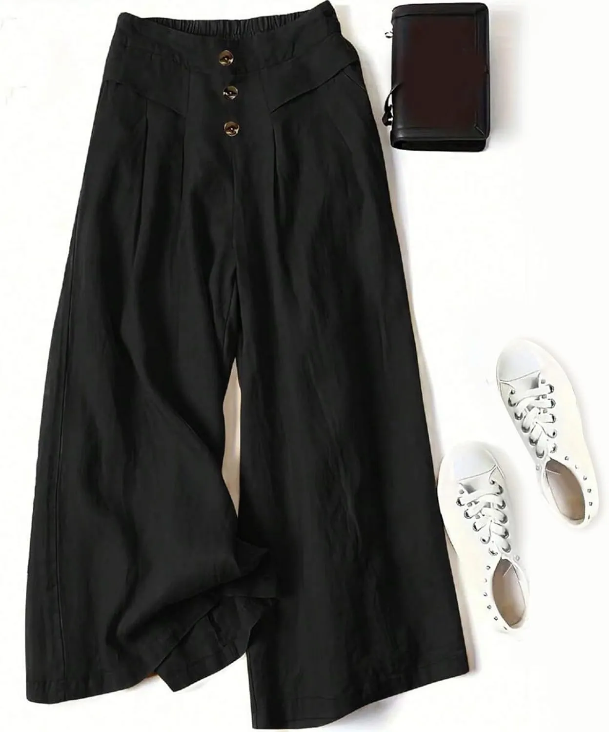 Women's Cotton Casual Linen Pants Loose Wide Leg Pants Loose Lightweight Beach Trousers 2025 Beach Summer Clothes