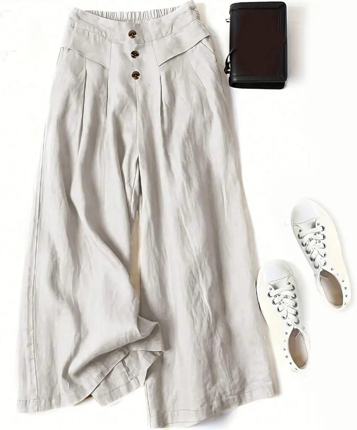 Women's Cotton Casual Linen Pants Loose Wide Leg Pants Loose Lightweight Beach Trousers 2025 Beach Summer Clothes