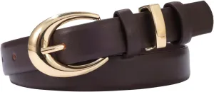 Women's Cow Leather Belt for Jeans Pants Fashion Ladies Skinny Dress Waist belt with Gold Buckle
