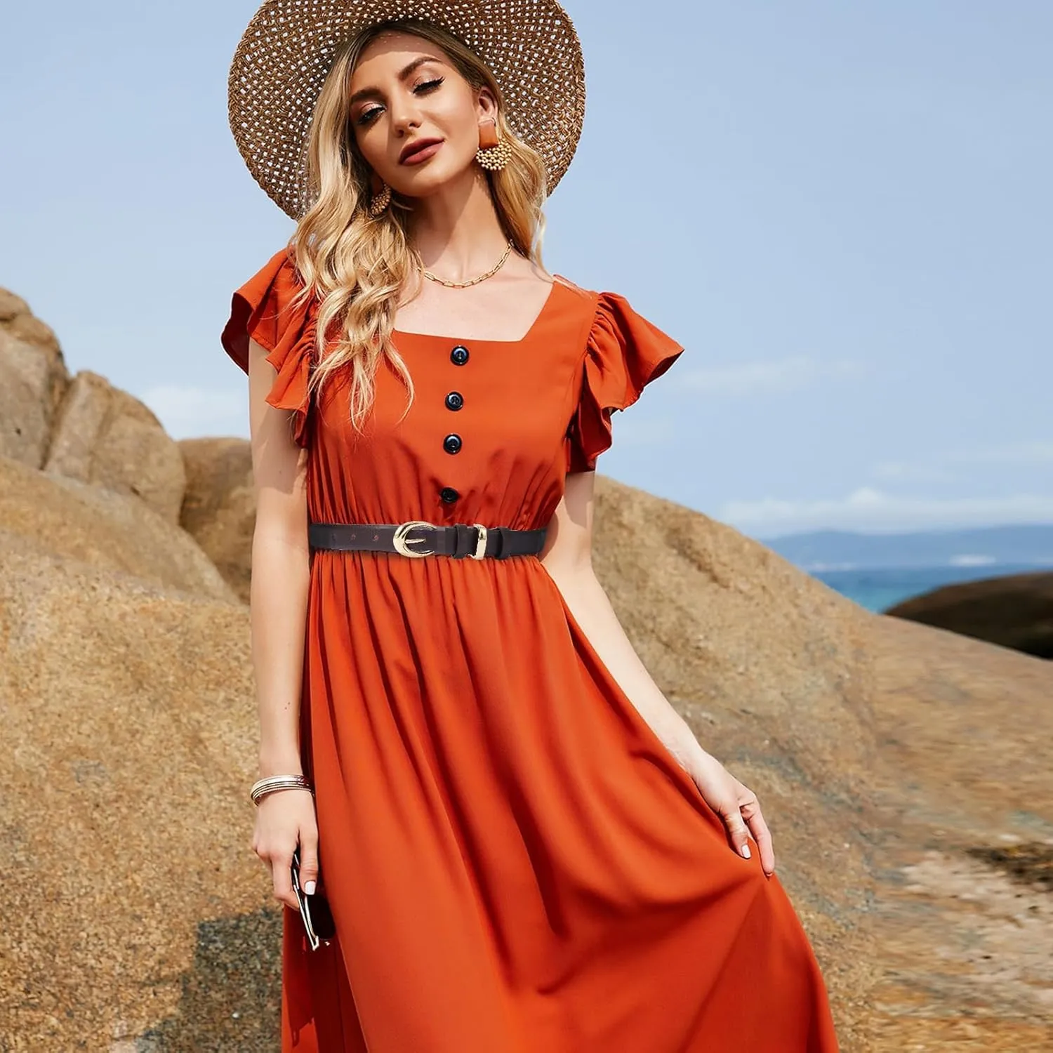 Women's Cow Leather Belt for Jeans Pants Fashion Ladies Skinny Dress Waist belt with Gold Buckle