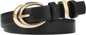 Women's Cow Leather Belt for Jeans Pants Fashion Ladies Skinny Dress Waist belt with Gold Buckle