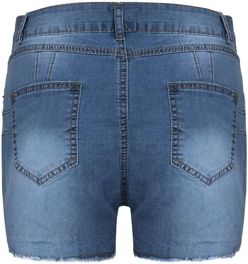 Womens Denim Shorts High Waisted Stretchy Casual Jeans Shorts 2025 Summer Loose Fit Retro Hot Shorts Pockets