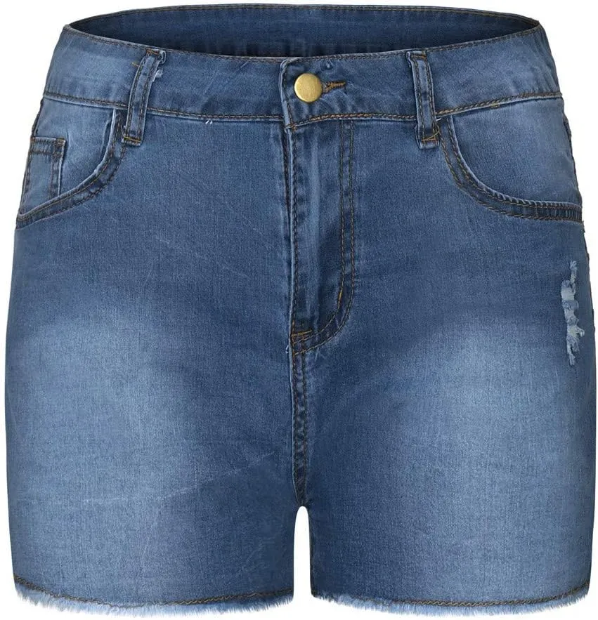 Womens Denim Shorts High Waisted Stretchy Casual Jeans Shorts 2025 Summer Loose Fit Retro Hot Shorts Pockets