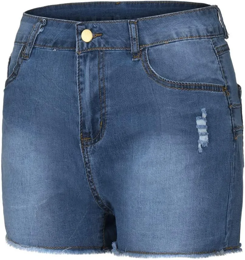 Womens Denim Shorts High Waisted Stretchy Casual Jeans Shorts 2025 Summer Loose Fit Retro Hot Shorts Pockets