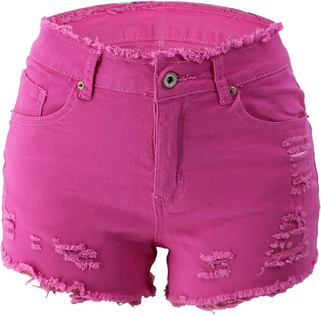 Women's Denim Shorts Hot Shorts Summer Casual High Waisted Raw Hem Stretchy Distressed Ripped Shorts with Pockets