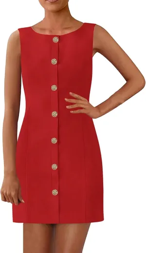 Women's Dresses Work Dresses Summer Business Formal Sleeveless Vest Elegant Office Outfits Crew Neck Suit Dress