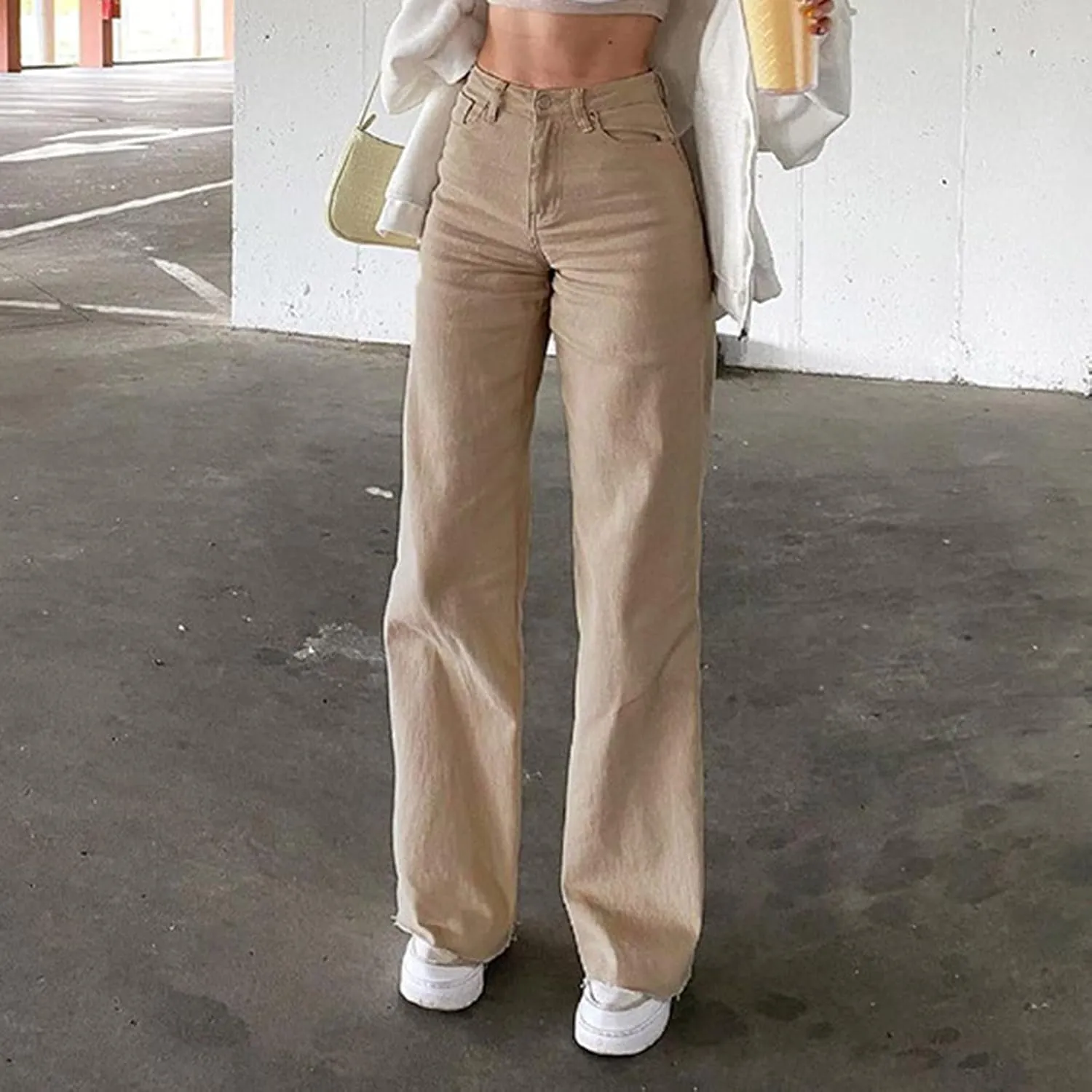 Womens Flare Jeans High Waisted Wide Leg Baggy Jeans Distressed Stretch Denim Pants Baggy Bell Bottom Jeans