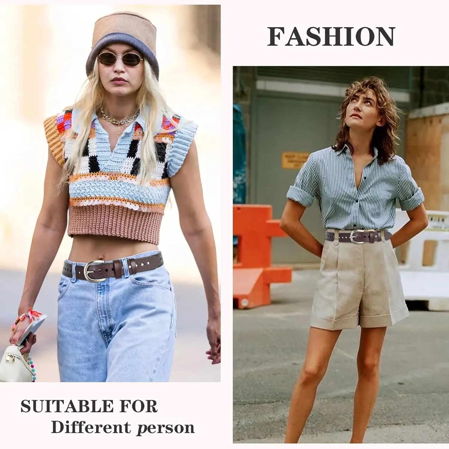 Women’s Genuine-Cowhide-Hollow-Flower-Leather-Belt - Adjustable Vintage Waist-Belt with Pin Buckle for Jeans Dresses