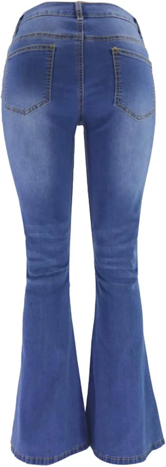 Women's High Waisted Curvy Bootcut Jeans Flare Wide Leg Stretch Trendy Denin Jeans