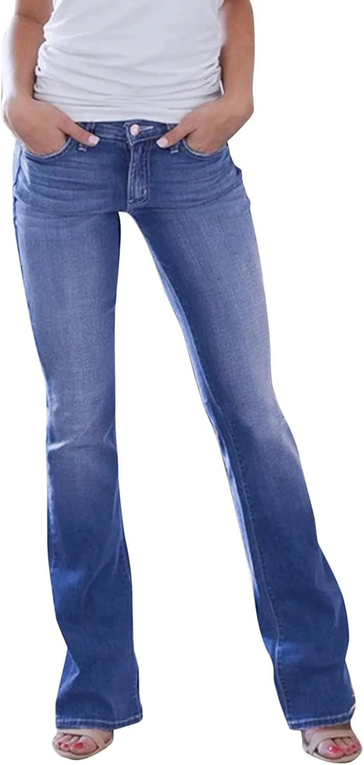 Women's High Waisted Curvy Bootcut Jeans Flare Wide Leg Stretch Trendy Denin Jeans