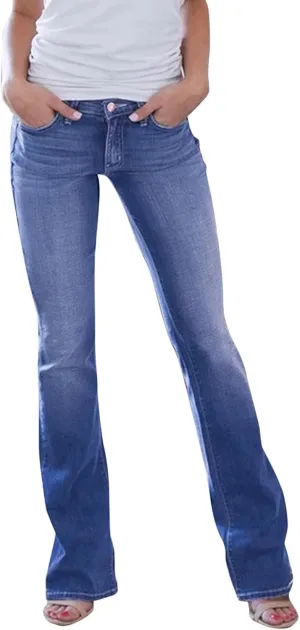 Women's High Waisted Curvy Bootcut Jeans Flare Wide Leg Stretch Trendy Denin Jeans