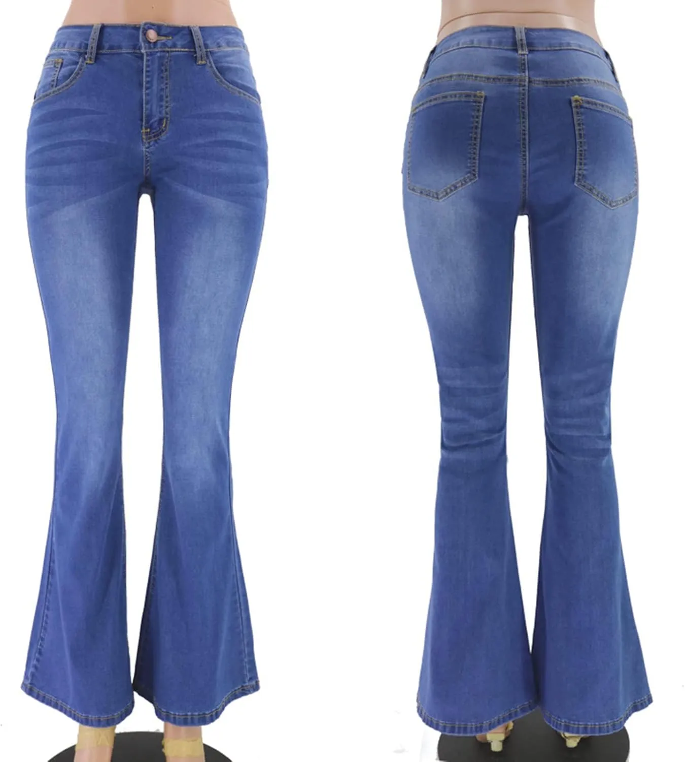 Women's High Waisted Curvy Bootcut Jeans Flare Wide Leg Stretch Trendy Denin Jeans