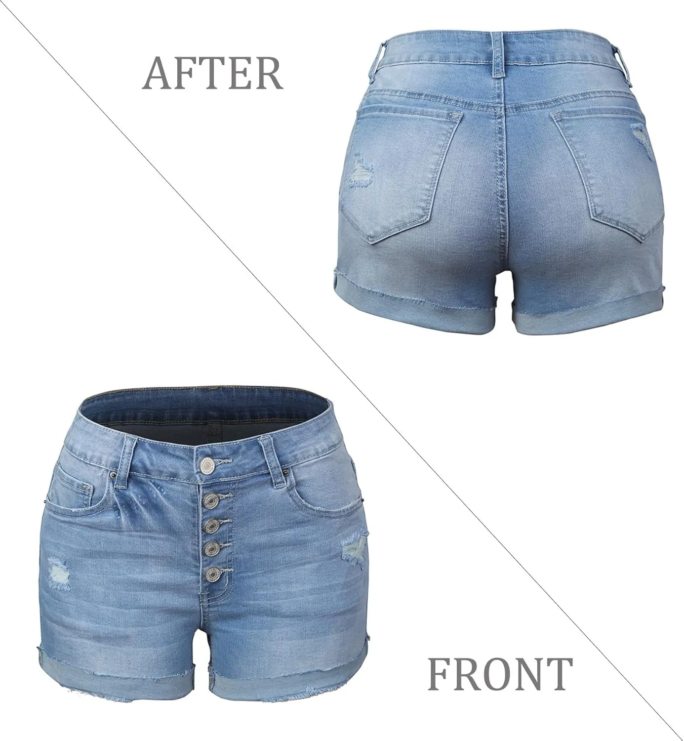 Women's Jean Shorts Button Fly Stretchy High Waisted Rolled Hem Summer Denim Shorts with Pockets Summer Casual Shorts