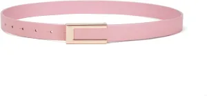 Womens Leather Belt Skinny Waist Belt for Dresses Jeans Pants with Gold Buckle