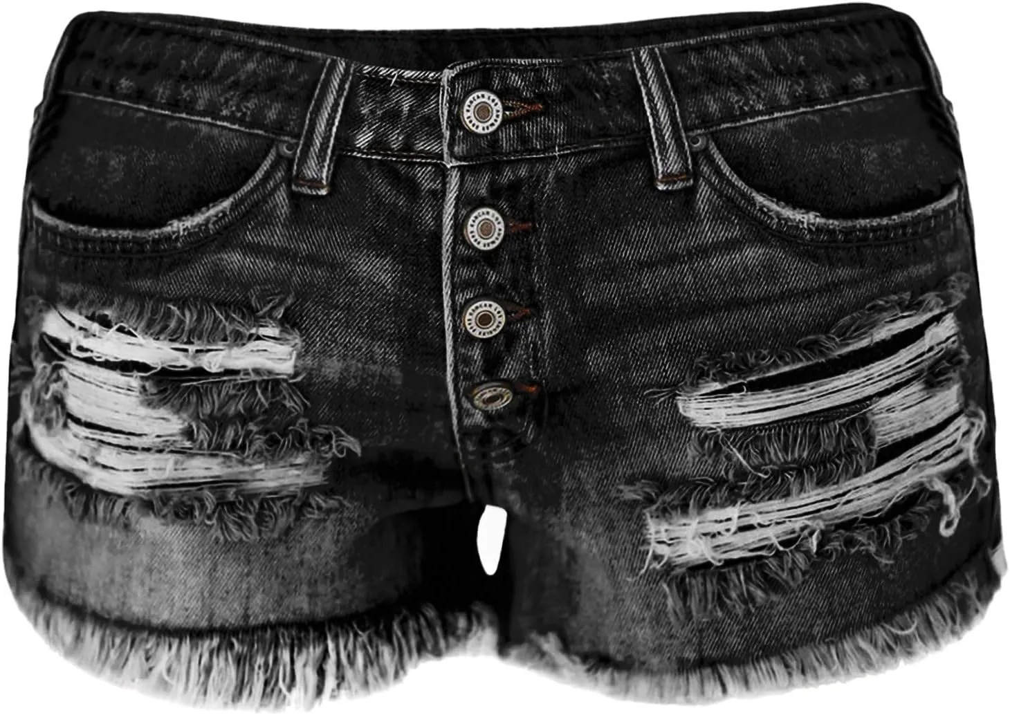 Women's Ripped Denim Shorts High Waisted Jean Shorts Women Frayed Raw Hem Casual Jeans Booty Button Shorts