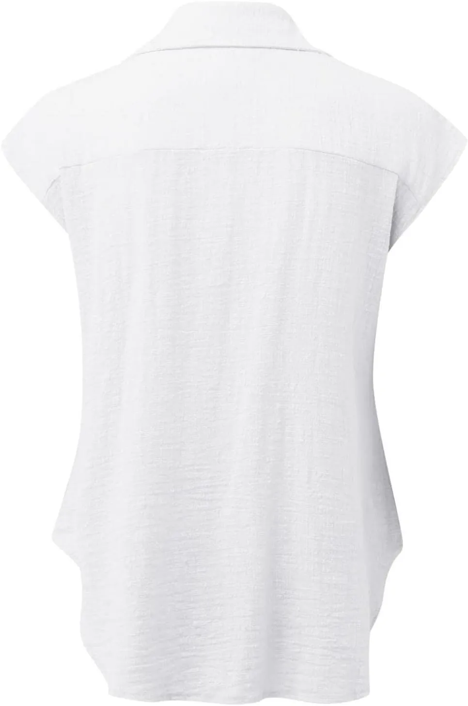 Womens Short Sleeve Shirts Tops Summer Casual Button Down Lapel Tee Solid Color Cotton Linen Loose Fit T-Shirt Blouse