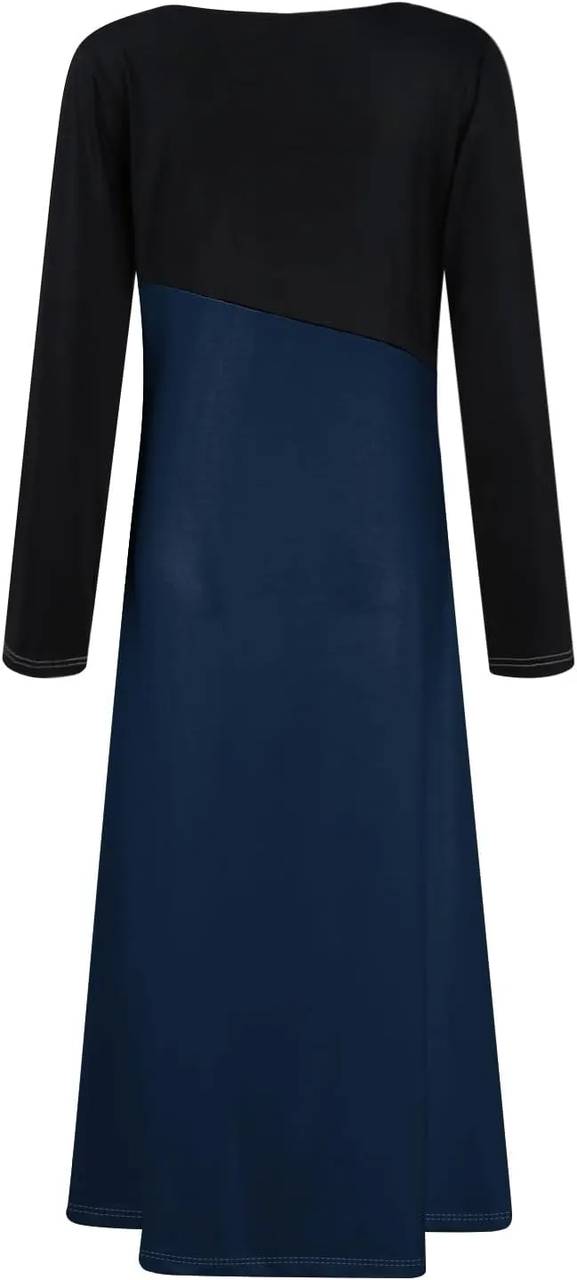 Womens Spring Dresses 2025 V Neck Midi Long Sleeve Modest Boho Flowy Vacation Cruise Western Dress