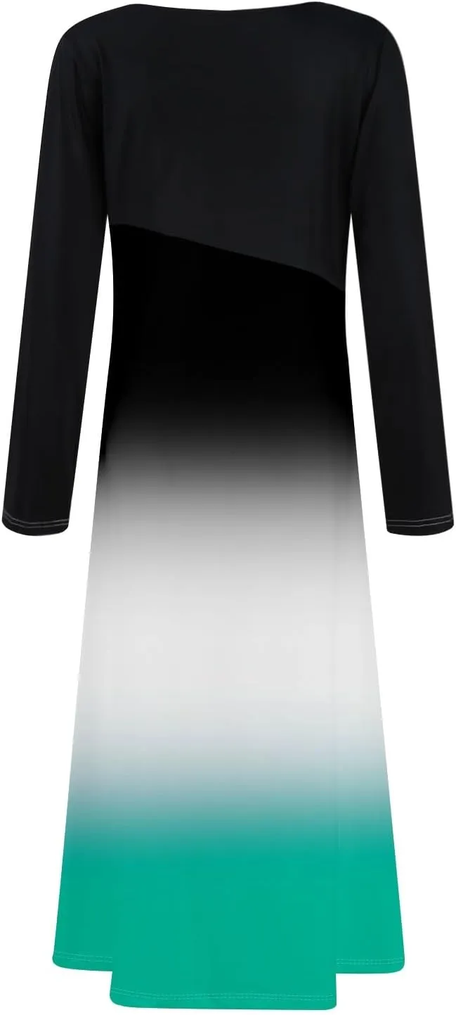 Womens Spring Fashion 2025 Dress Long Sleeve Midi V Neck Cute Casual Boho Ladies Dressy Holiday Dress
