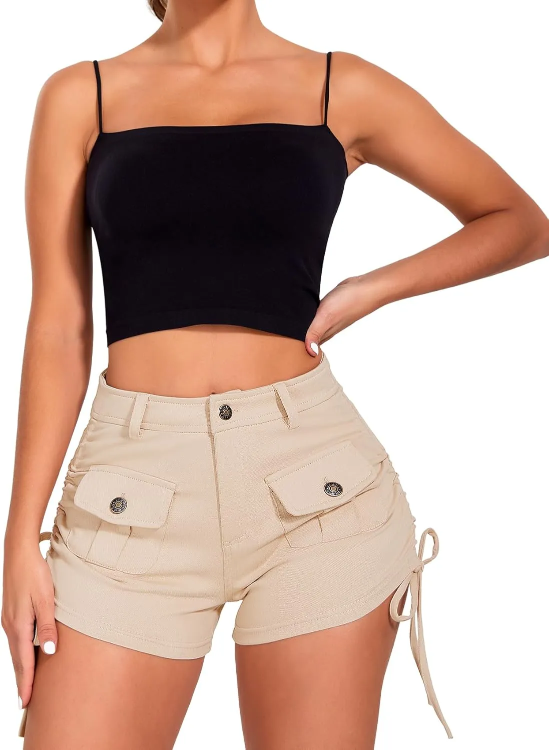 Women's Stretchy Jean Shorts Booty Denim Shorts with Front Pocket Club Night