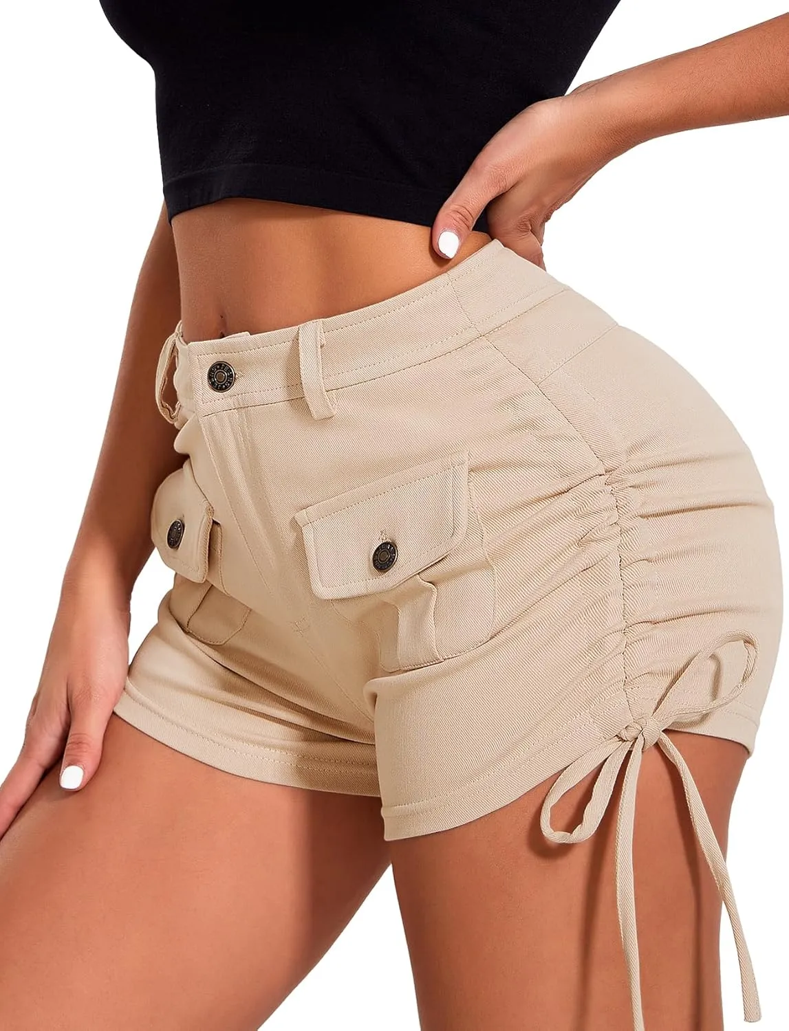 Women's Stretchy Jean Shorts Booty Denim Shorts with Front Pocket Club Night