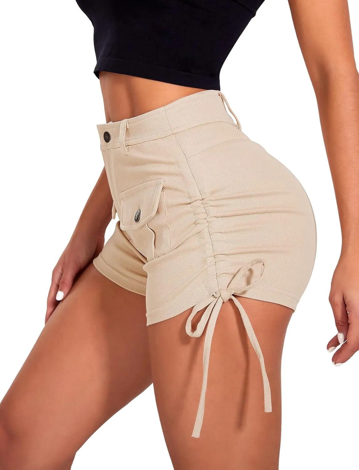 Women's Stretchy Jean Shorts Booty Denim Shorts with Front Pocket Club Night