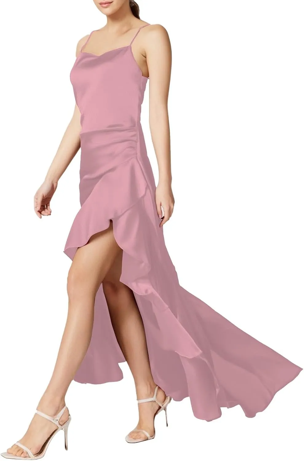 Women's Summer Bodycon Maxi Dress Spaghetti Strap Sleeveless Ruffle Mermaid Cocktail Formal Wedding Guest Long Dresses