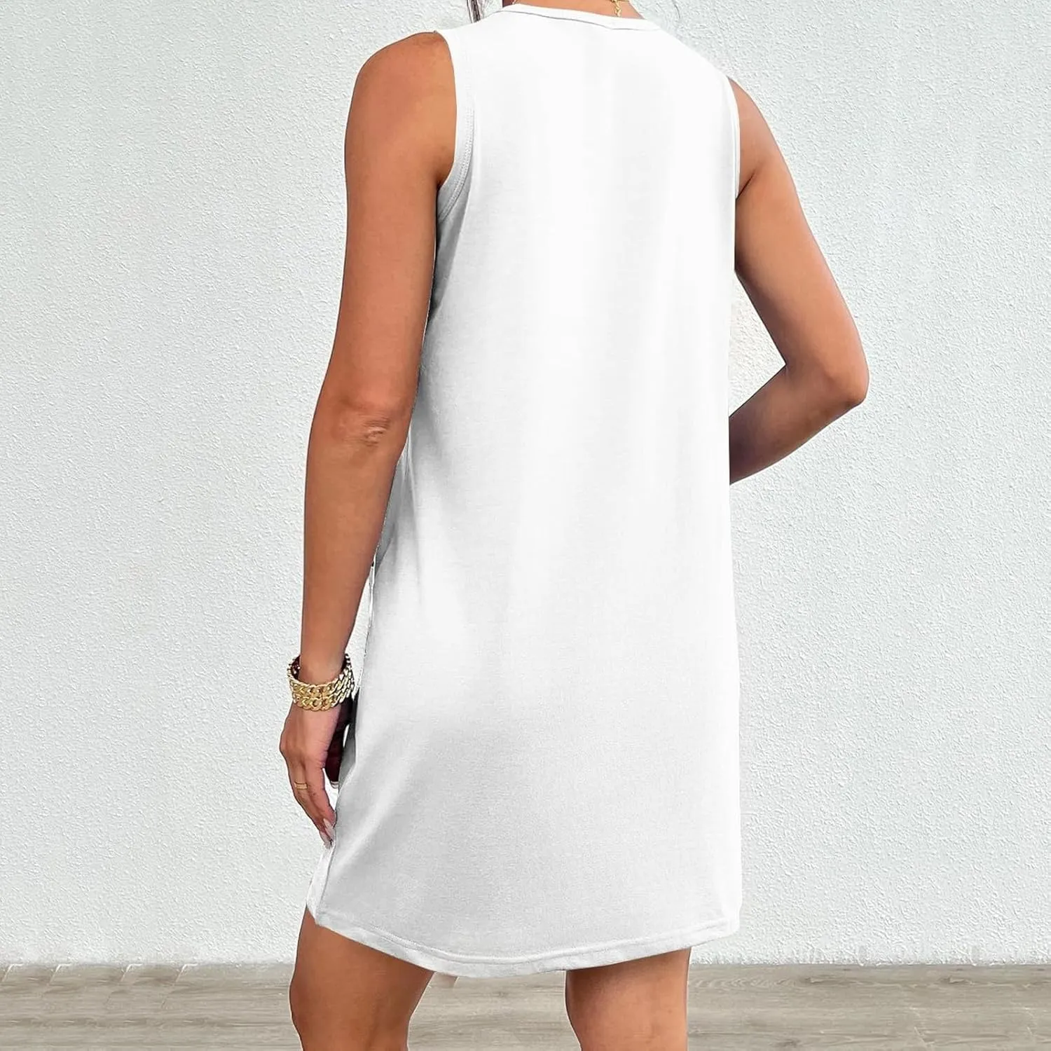 Womens Summer Dresses Casual Beach Sleeveless Dress Vacation Swing Sundresses Crew Neck Tank Dress with Pockets