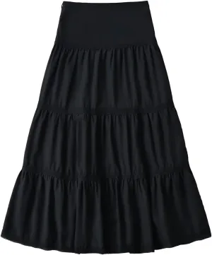 Women's Summer Flowy Boho Maxi Skirt Trendy Elastic High Waist Pleated Tiered A Line Beach Long Skirts Party Dressy