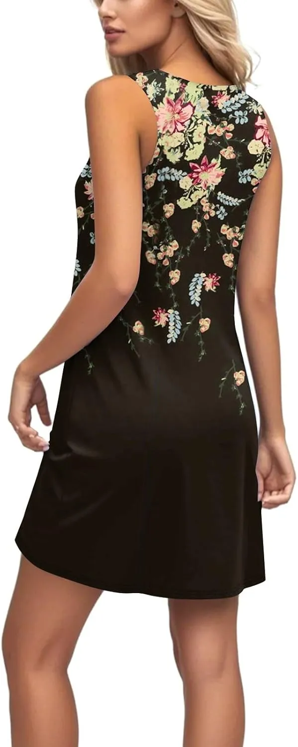 Womens Sun Dresses 2025 Tank Dress Spring Dresses Casual Short Dress Sleeveless Classic Flowy Summer with Pocket