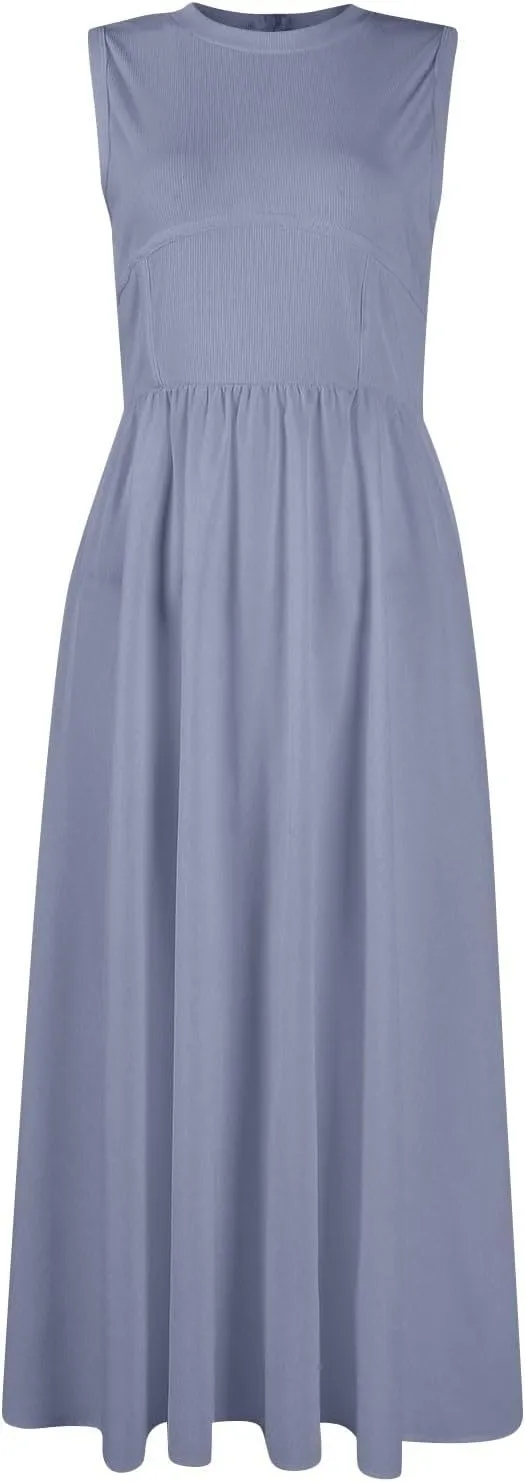 Womens Sundress Tank Dress Summer Dress Elegant Empire Waist Wrap Dresses Sleeveless Dressy A Line Dresses with Pocket