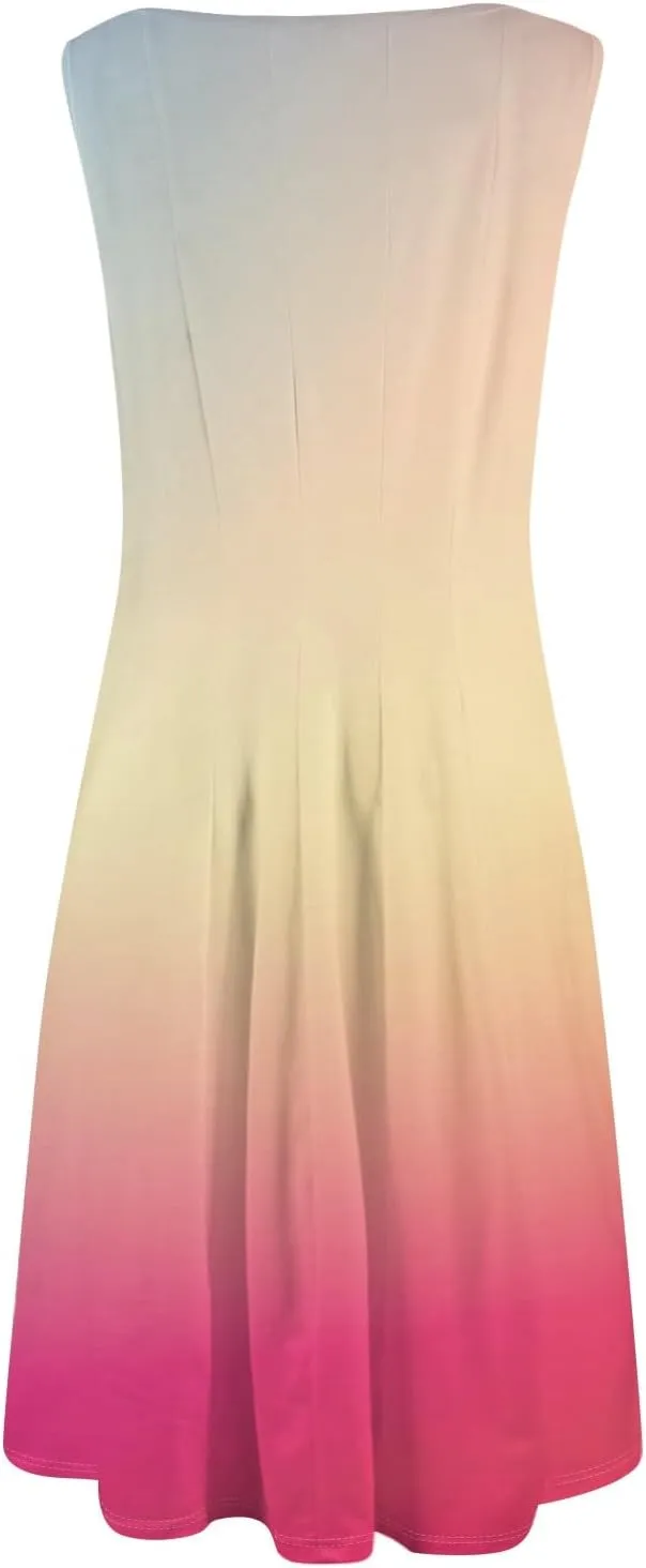 Women's Sundresses Tank Top Dresses Summer Midi Dress Ruched Floral Dress Sleeveless Bohemian A Line Dresses with Pocket