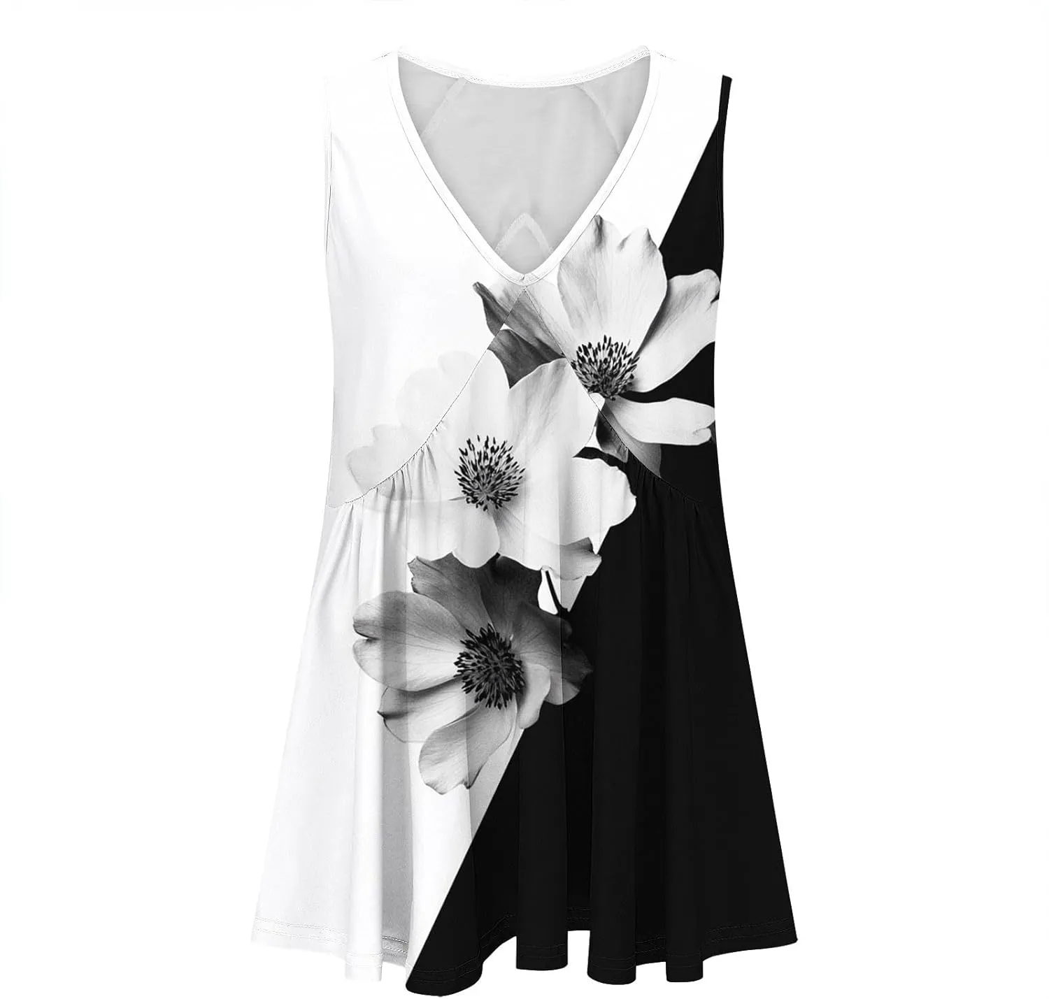 Womens Tank Tops 2025 Summer Dressy Casual V Neck Floral Print Blouses Sleeveless Pleated Trendy Outfits Clothes