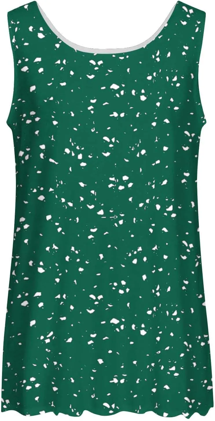 Womens Tank Tops Hawaiian Dressy Printed Casual Crew Neck Sleeveless Shirts 2025 Trendy Summer Beach Ruffled Tank Top