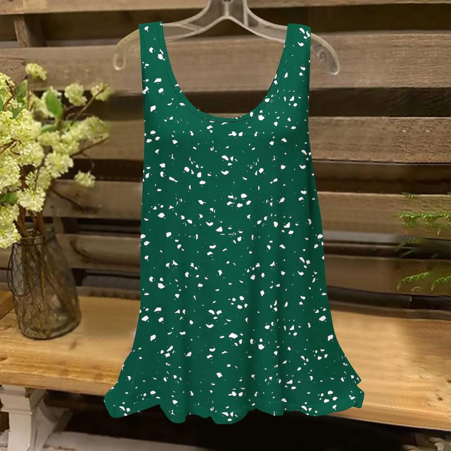 Womens Tank Tops Hawaiian Dressy Printed Casual Crew Neck Sleeveless Shirts 2025 Trendy Summer Beach Ruffled Tank Top