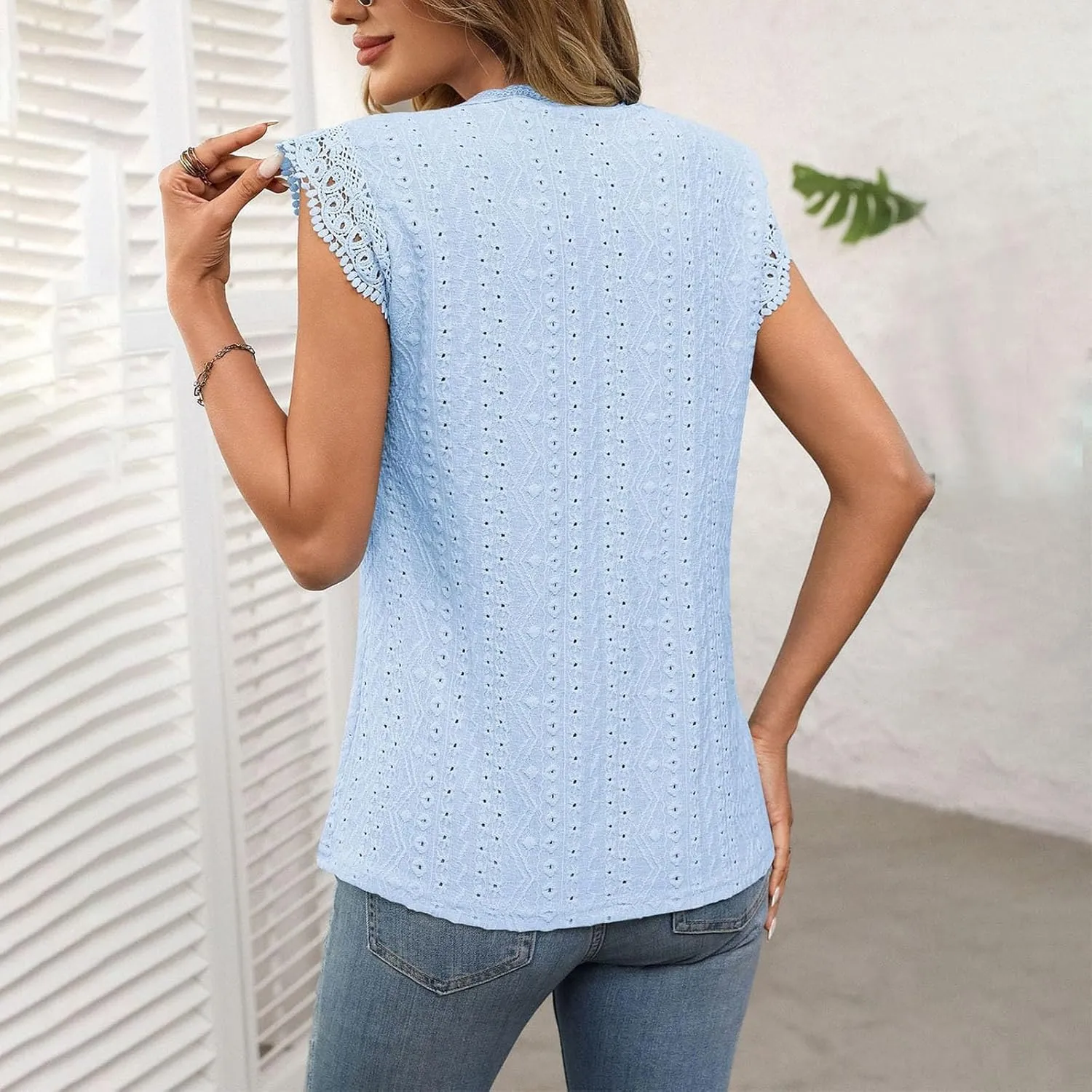 Womens Tops Casual Fashion Crew Neck Solid Color Lace Sleeveless Camisole Summer Vacation Beach 2025 Dressy Tank Top