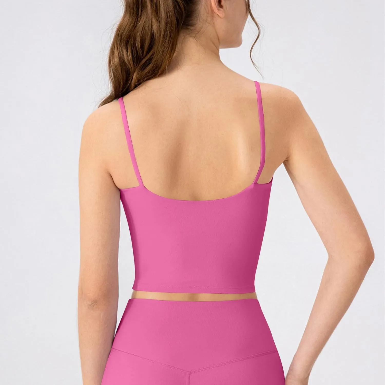 Womens Wirefree Sports Bra with Medium Support Longline Padded Crop Tank Yoga Bras Workout Fitness Top