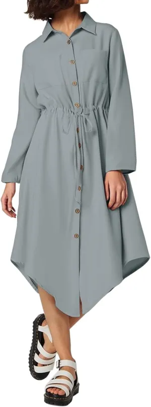 Work Dresses for Women 2025 Fitted Holiday Button Down Long Sleeve Tie Waist Tshirt Dress Boho Spring Break Outfit Women