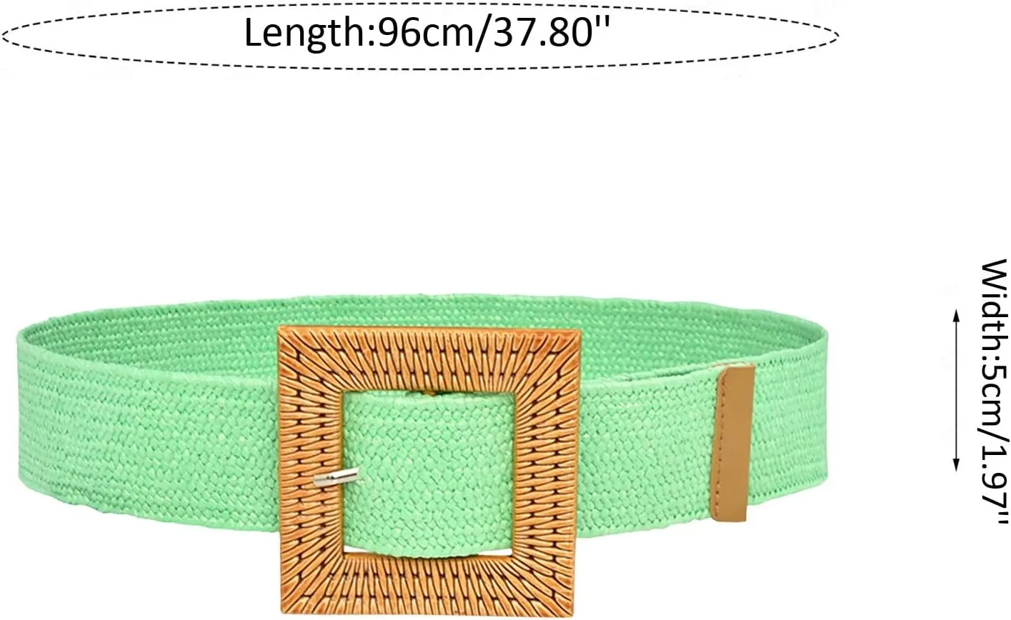 Woven Belt for Women Straw Woven Elastic Stretch Wide Waist Belt Bohemian with Buckle