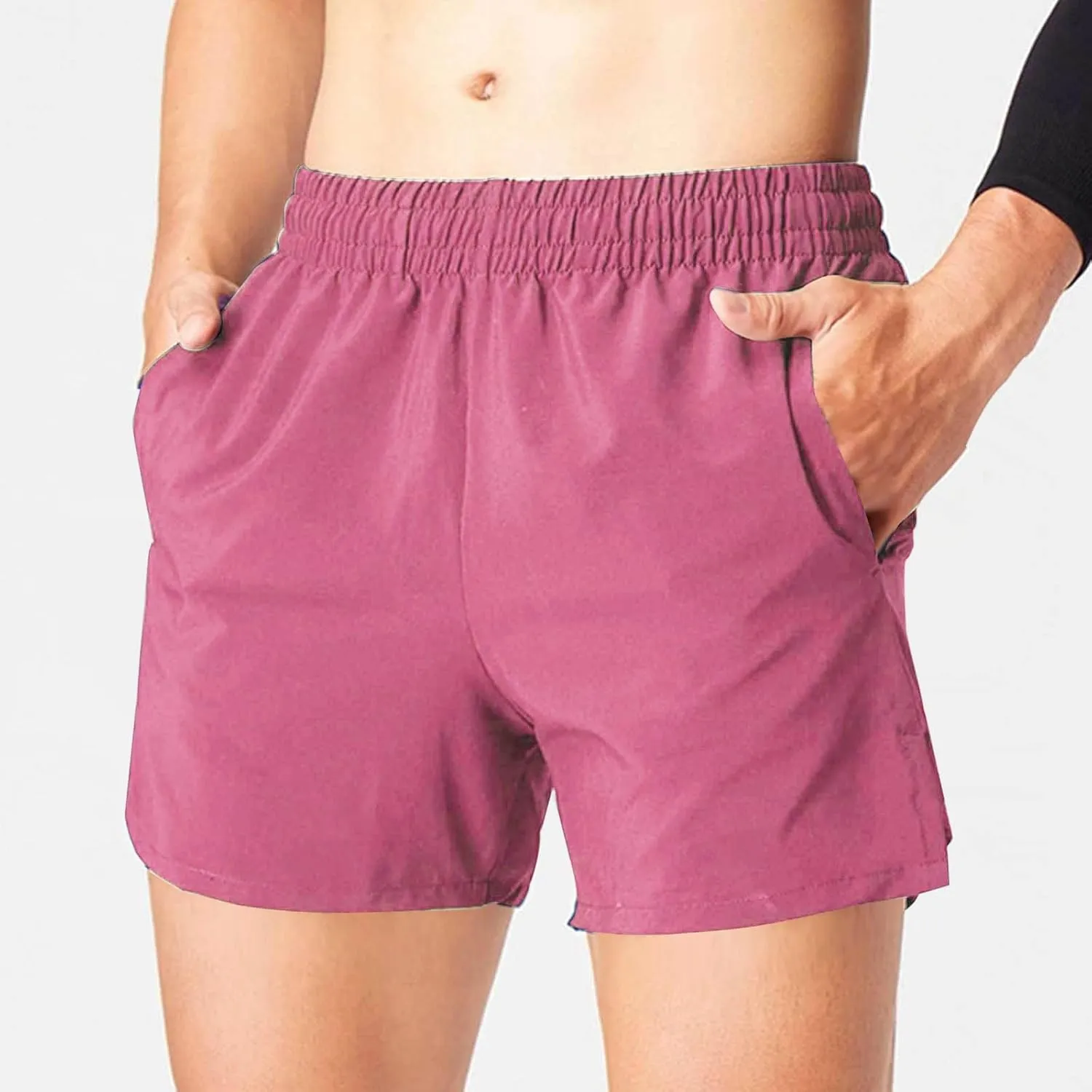 Xiaojmake Men's Running Shorts Quick Dry Athletic Gym Shorts with Zipper Pockets Water Resistant Workout Training Shorts